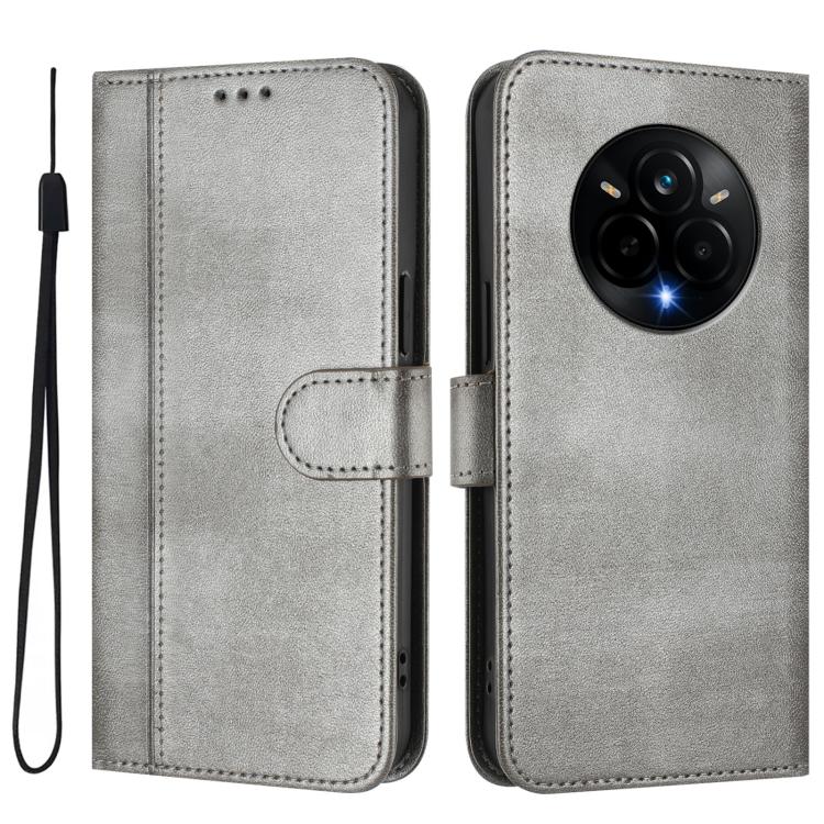 For Realme Narzo 80 Pro / 14 Pro 5G India Line Splicing Buckle Retro Leather Phone Case