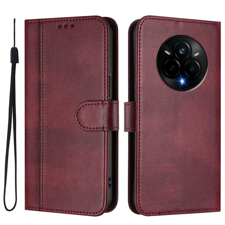 For Realme Narzo 80 Pro / 14 Pro 5G India Line Splicing Buckle Retro Leather Phone Case