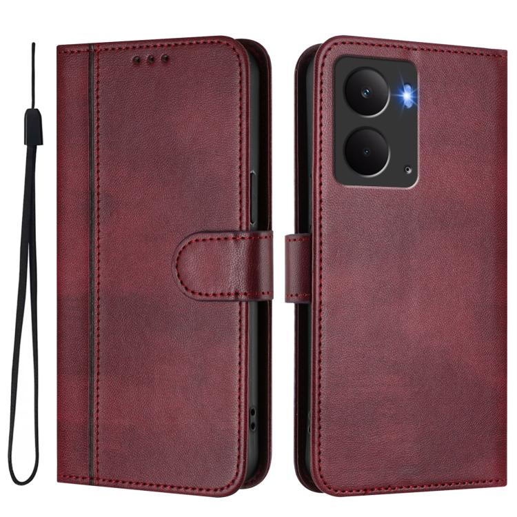 For Realme P3 5G Line Splicing Buckle Retro Leather Phone Case
