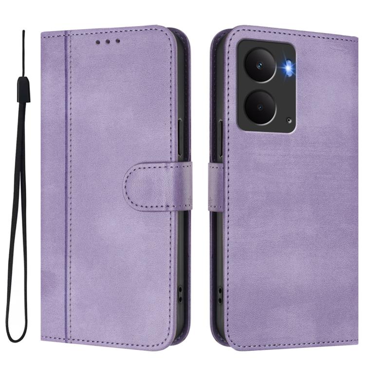 For Realme P3 5G Line Splicing Buckle Retro Leather Phone Case