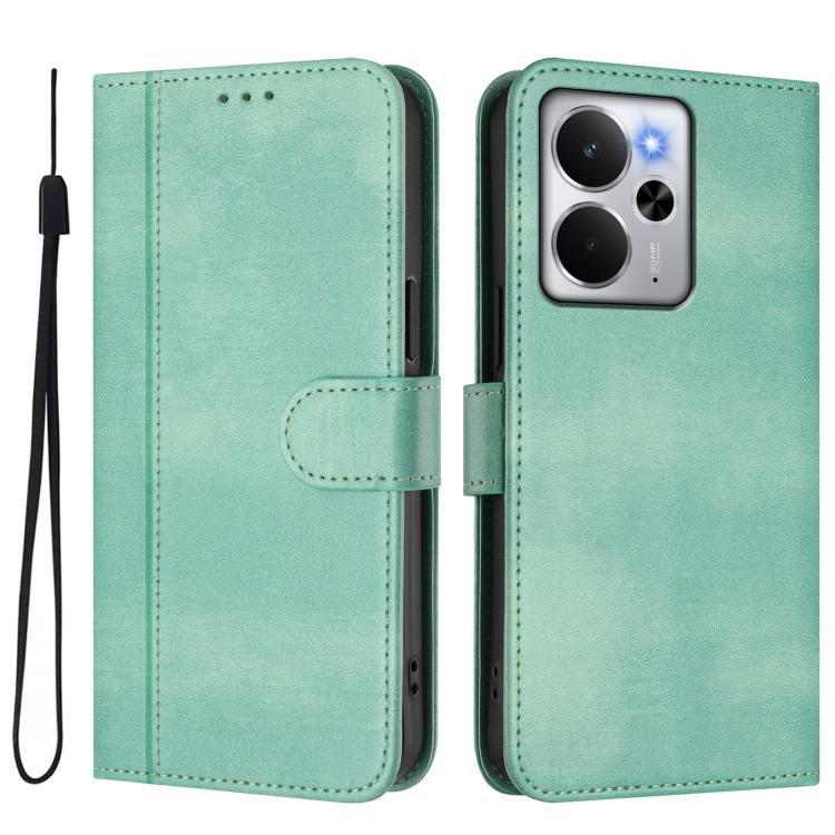 For Realme 14 5G / 14T 5G Global Line Splicing Buckle Retro Leather Phone Case
