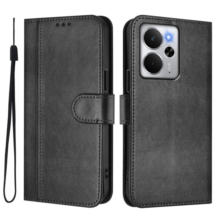For Realme 14 5G / 14T 5G Global Line Splicing Buckle Retro Leather Phone Case