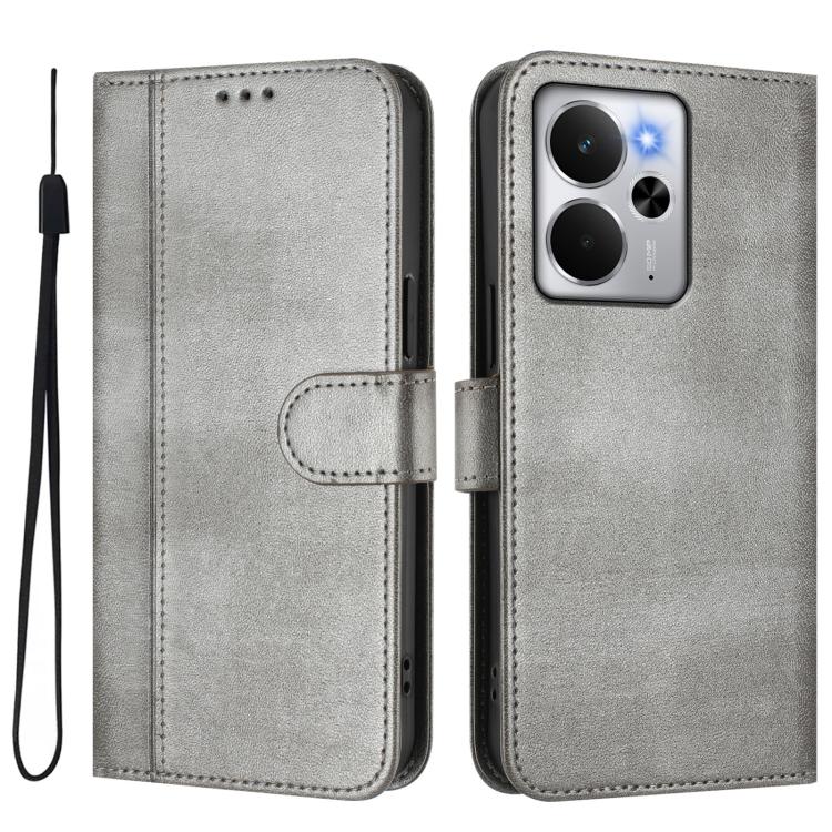 For Realme 14 5G / 14T 5G Global Line Splicing Buckle Retro Leather Phone Case