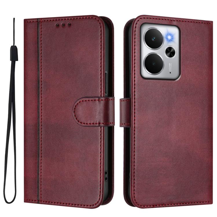 For Realme 14 5G / 14T 5G Global Line Splicing Buckle Retro Leather Phone Case