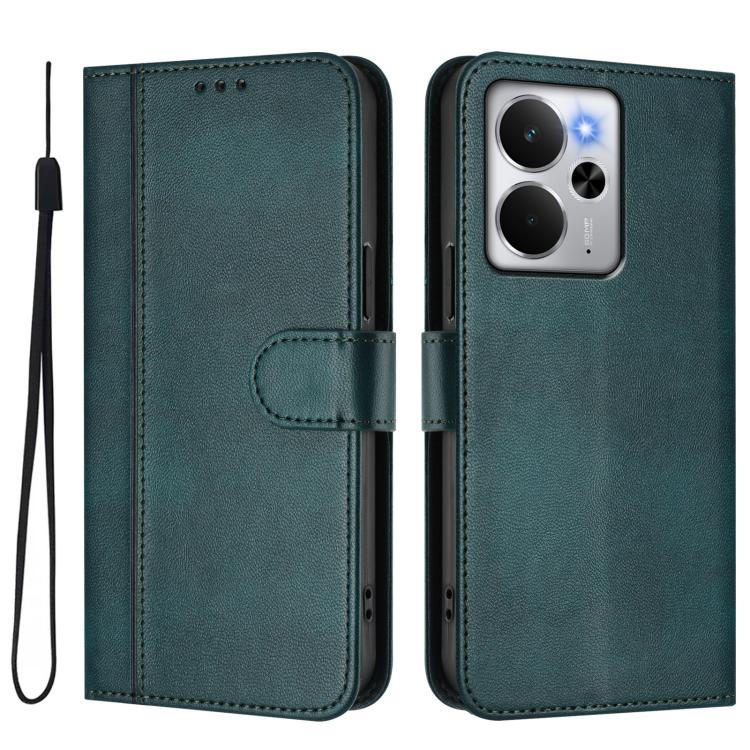 For Realme 14 5G / 14T 5G Global Line Splicing Buckle Retro Leather Phone Case