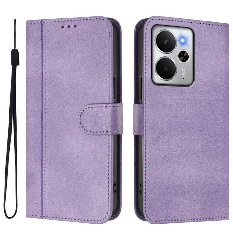For Realme 14 5G / 14T 5G Global Line Splicing Buckle Retro Leather Phone Case