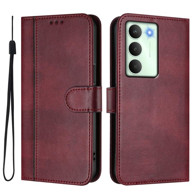For Realme V70 5G / C75 5G Line Splicing Buckle Retro Leather Phone Case