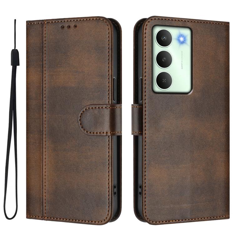 For Realme V70 5G / C75 5G Line Splicing Buckle Retro Leather Phone Case