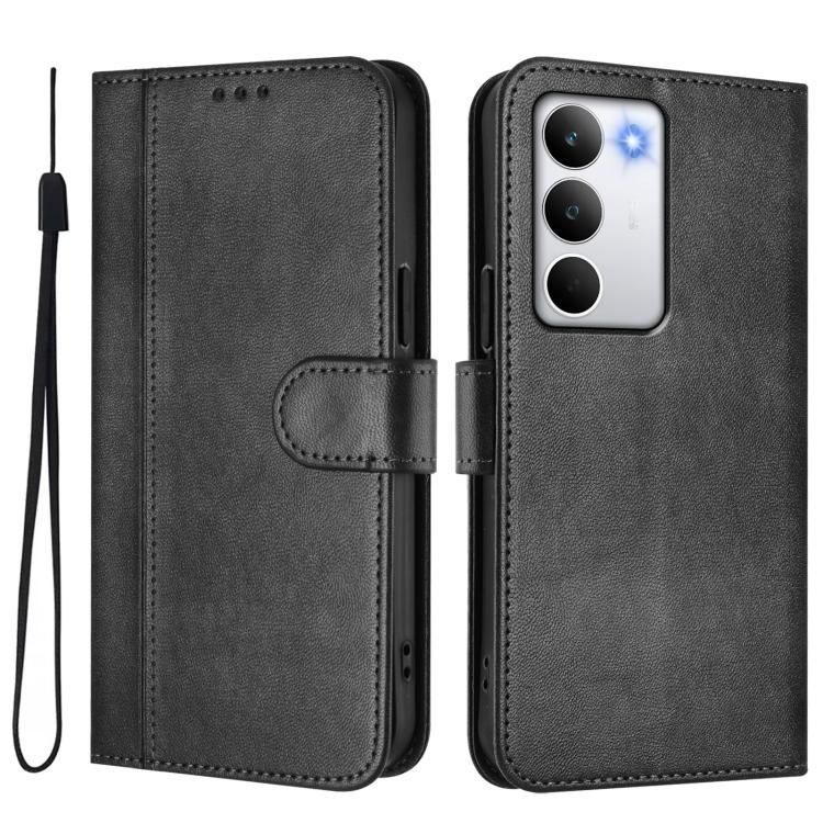For Realme C71 4G Global Line Splicing Buckle Retro Leather Phone Case