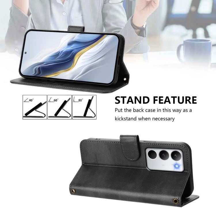 For Realme C71 4G Global Line Splicing Buckle Retro Leather Phone Case