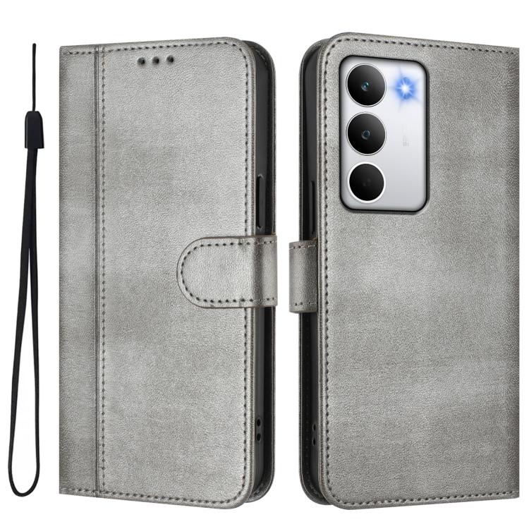 For Realme C71 4G Global Line Splicing Buckle Retro Leather Phone Case