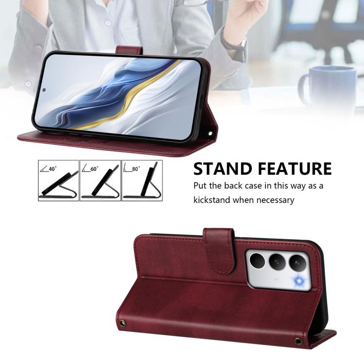 For Realme C71 4G Global Line Splicing Buckle Retro Leather Phone Case