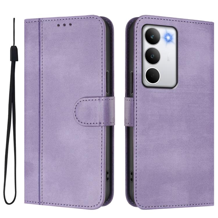 For Realme C71 4G Global Line Splicing Buckle Retro Leather Phone Case