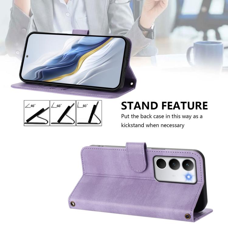 For Realme C71 4G Global Line Splicing Buckle Retro Leather Phone Case