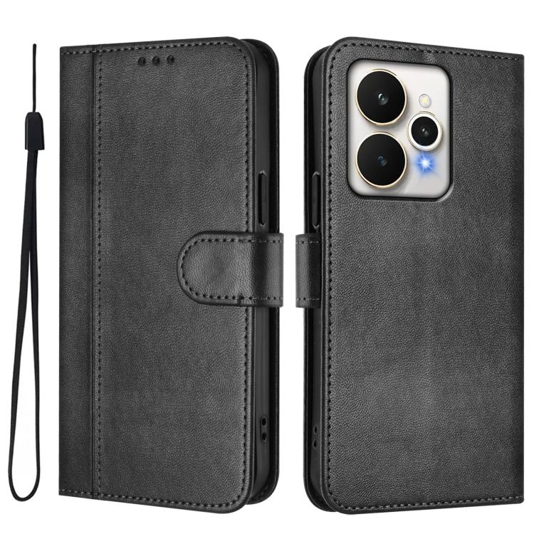 For Realme 15 5G / 15 Pro 5G Global Line Splicing Buckle Retro Leather Phone Case