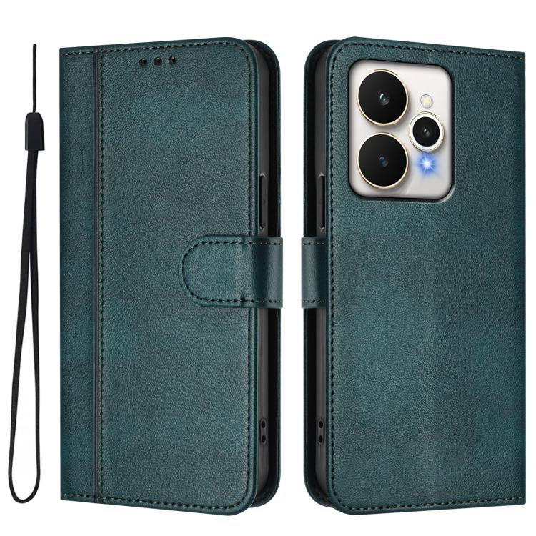 For Realme 15 5G / 15 Pro 5G Global Line Splicing Buckle Retro Leather Phone Case