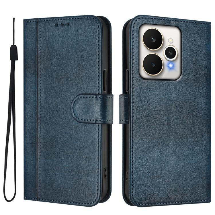 For Realme 15 5G / 15 Pro 5G Global Line Splicing Buckle Retro Leather Phone Case