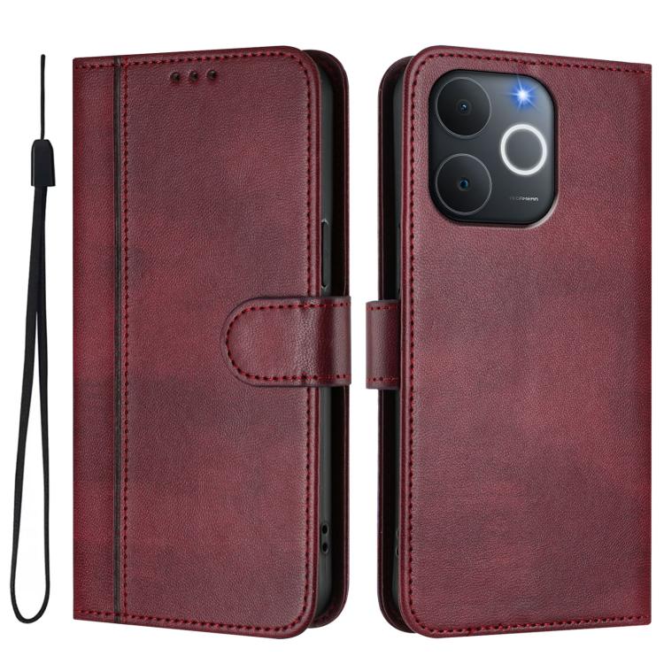 For Realme C71 4G India / Note 70 4G Line Splicing Buckle Retro Leather Phone Case