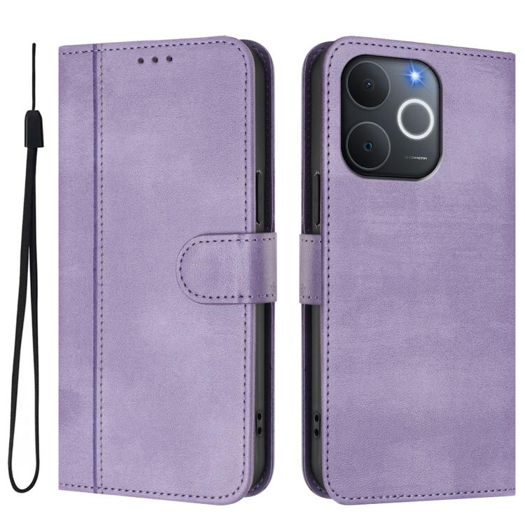 For Realme C71 4G India / Note 70 4G Line Splicing Buckle Retro Leather Phone Case