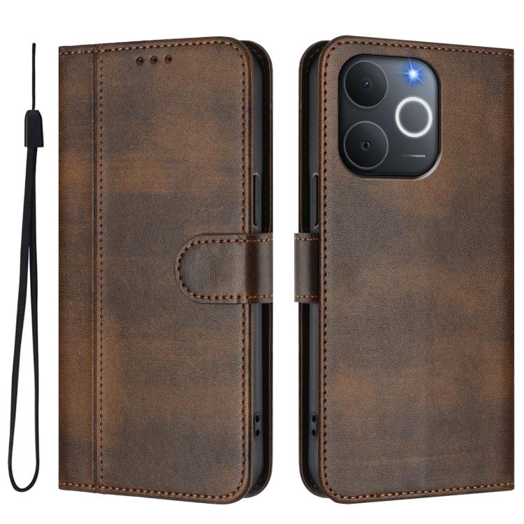 For Realme C71 4G India / Note 70 4G Line Splicing Buckle Retro Leather Phone Case