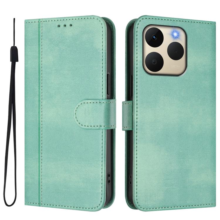 For Realme 15T 5G Global Line Splicing Buckle Retro Leather Phone Case