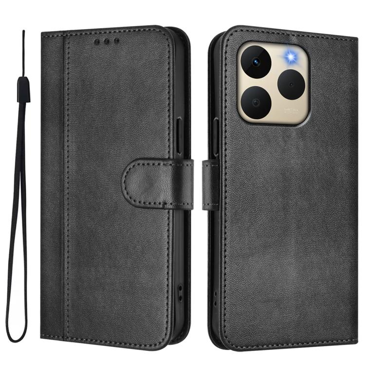 For Realme 15T 5G Global Line Splicing Buckle Retro Leather Phone Case