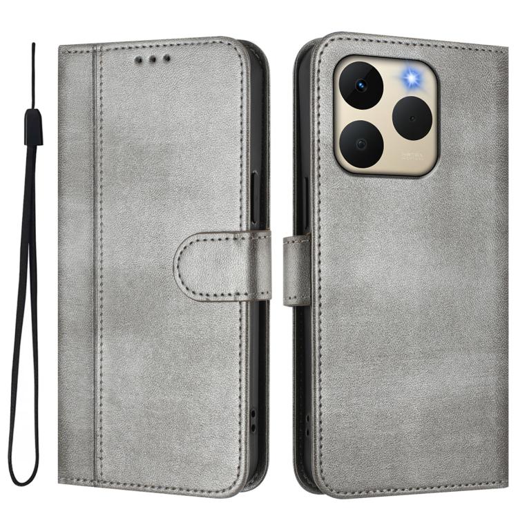 For Realme 15T 5G Global Line Splicing Buckle Retro Leather Phone Case