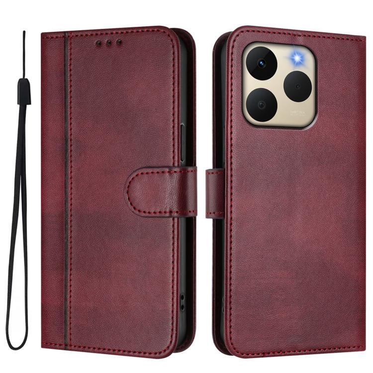 For Realme 15T 5G Global Line Splicing Buckle Retro Leather Phone Case