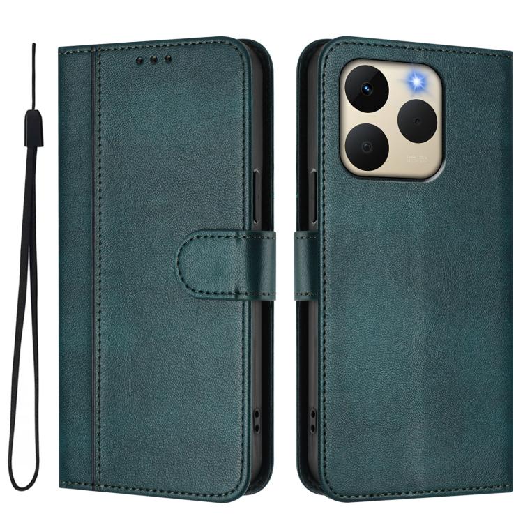 For Realme 15T 5G Global Line Splicing Buckle Retro Leather Phone Case