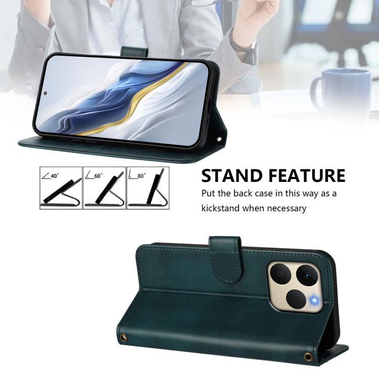 For Realme 15T 5G Global Line Splicing Buckle Retro Leather Phone Case