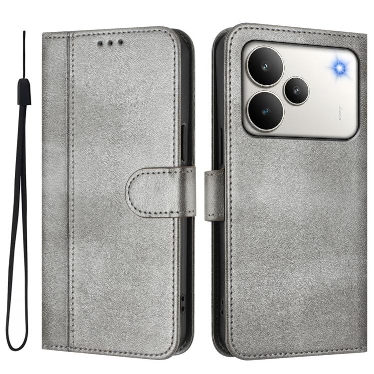 For Realme P4 5G Line Splicing Buckle Retro Leather Phone Case