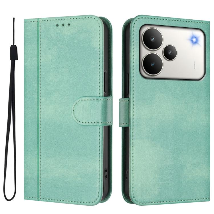 For Realme P4 Pro 5G Line Splicing Buckle Retro Leather Phone Case