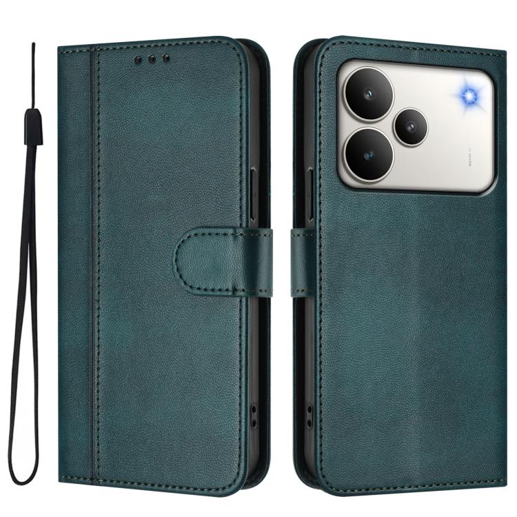 For Realme P4 Pro 5G Line Splicing Buckle Retro Leather Phone Case