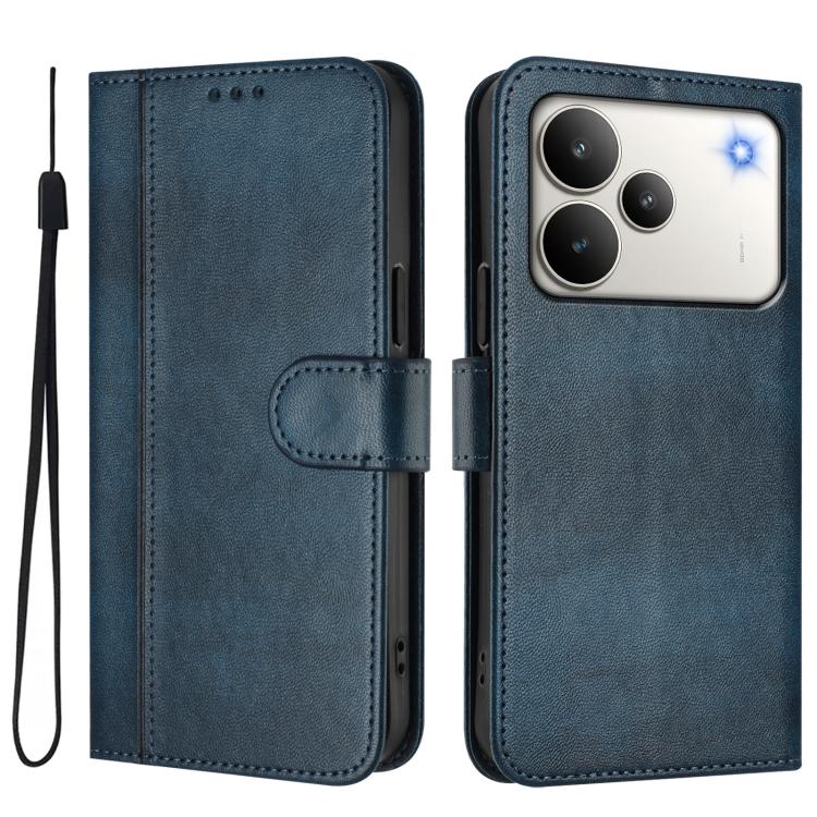 For Realme P4 Pro 5G Line Splicing Buckle Retro Leather Phone Case