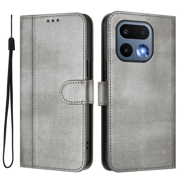 For Realme 16 Pro 5G Global Line Splicing Buckle Retro Leather Phone Case