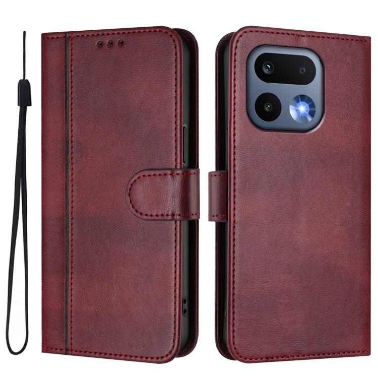For Realme 16 Pro 5G Global Line Splicing Buckle Retro Leather Phone Case