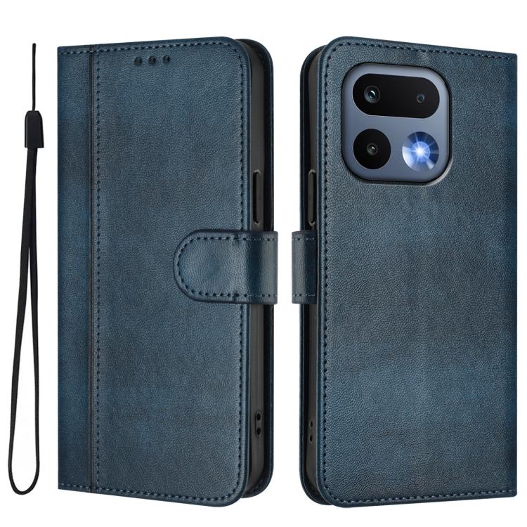 For Realme 16 Pro 5G Global Line Splicing Buckle Retro Leather Phone Case