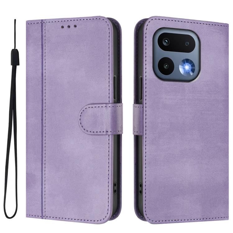 For Realme 16 Pro 5G Global Line Splicing Buckle Retro Leather Phone Case