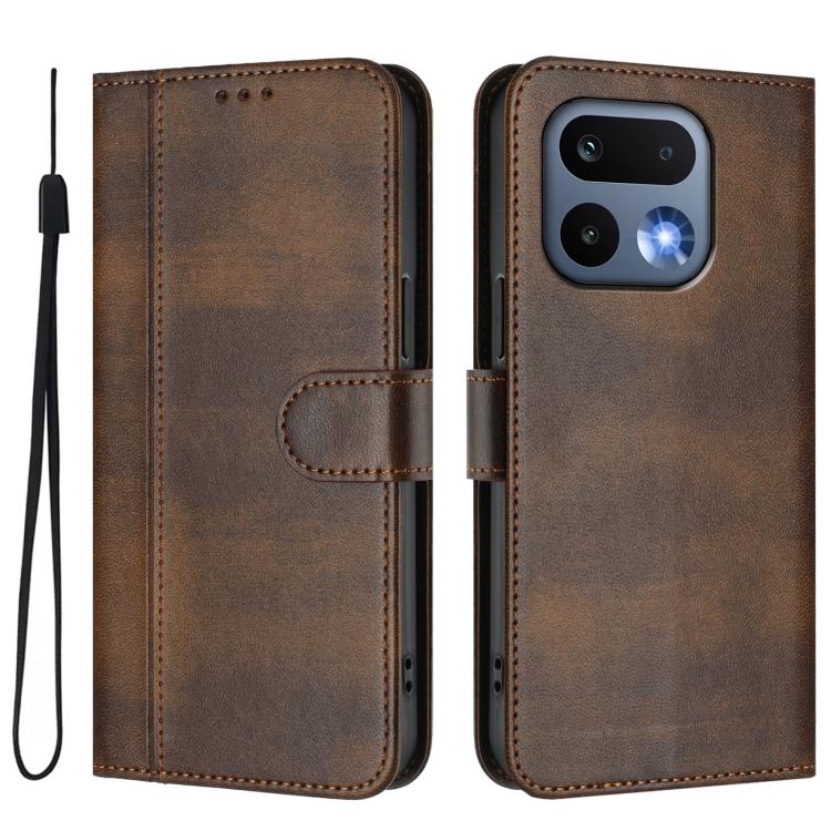 For Realme 16 Pro 5G Global Line Splicing Buckle Retro Leather Phone Case