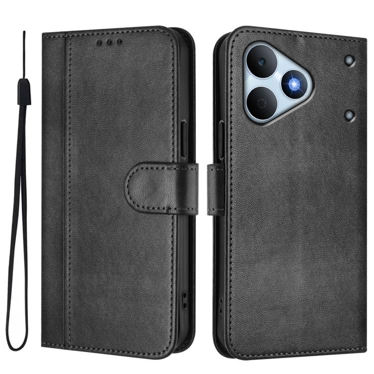 For Realme Note 80 4G Global Line Splicing Buckle Retro Leather Phone Case