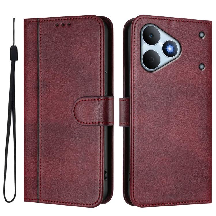 For Realme Note 80 4G Global Line Splicing Buckle Retro Leather Phone Case