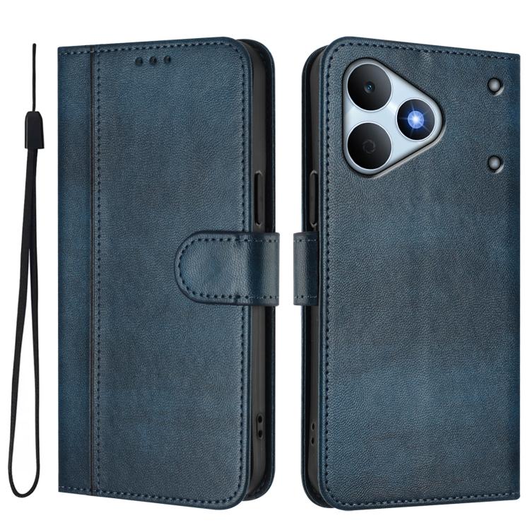 For Realme Note 80 4G Global Line Splicing Buckle Retro Leather Phone Case