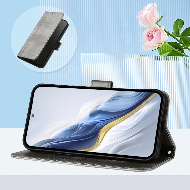 For Realme 16 5G Global Line Splicing Buckle Retro Leather Phone Case