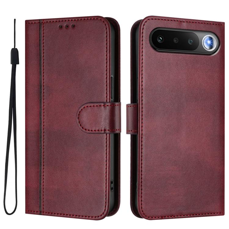 For Realme 16 5G Global Line Splicing Buckle Retro Leather Phone Case