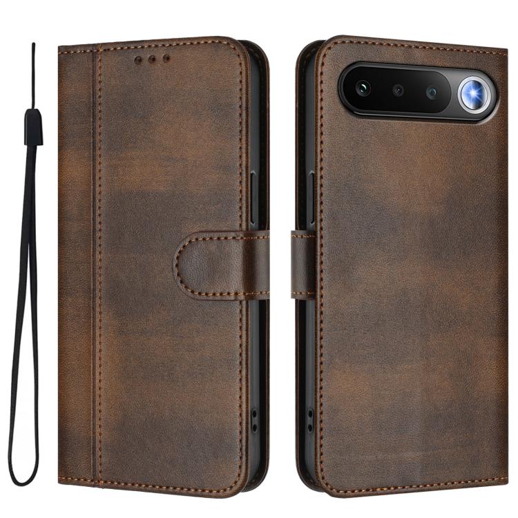 For Realme 16 5G Global Line Splicing Buckle Retro Leather Phone Case