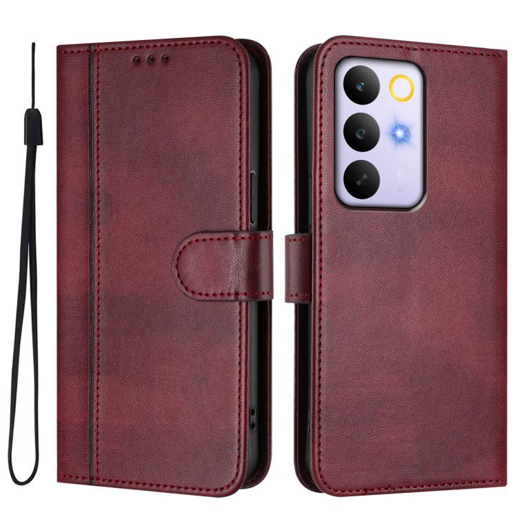 For Realme C83 5G India Line Splicing Buckle Retro Leather Phone Case