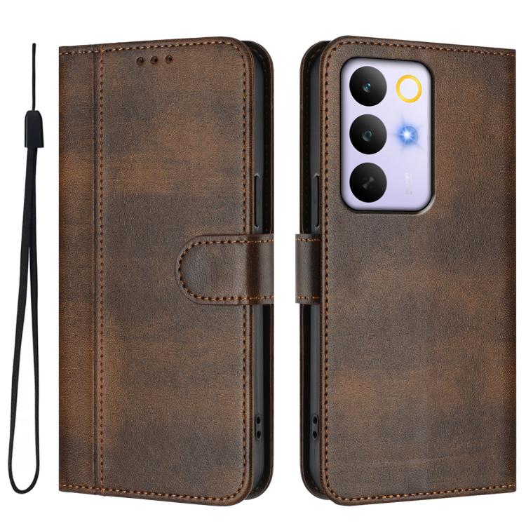 For Realme C83 5G India Line Splicing Buckle Retro Leather Phone Case