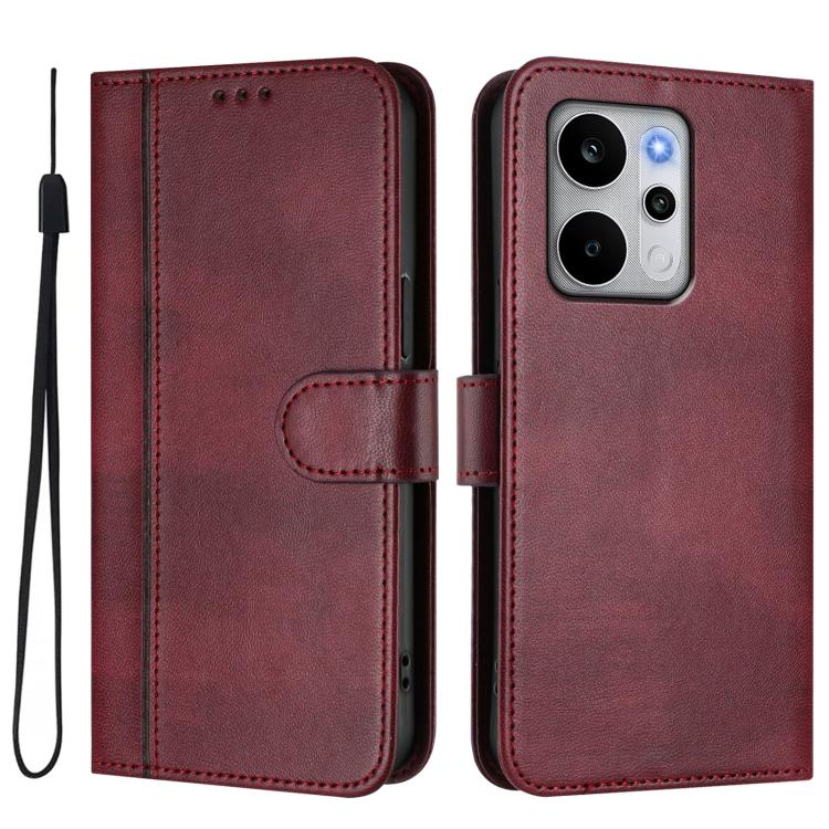 For Realme P4 Power 5G Line Splicing Buckle Retro Leather Phone Case