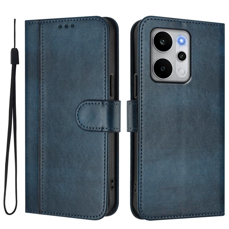 For Realme P4 Power 5G Line Splicing Buckle Retro Leather Phone Case
