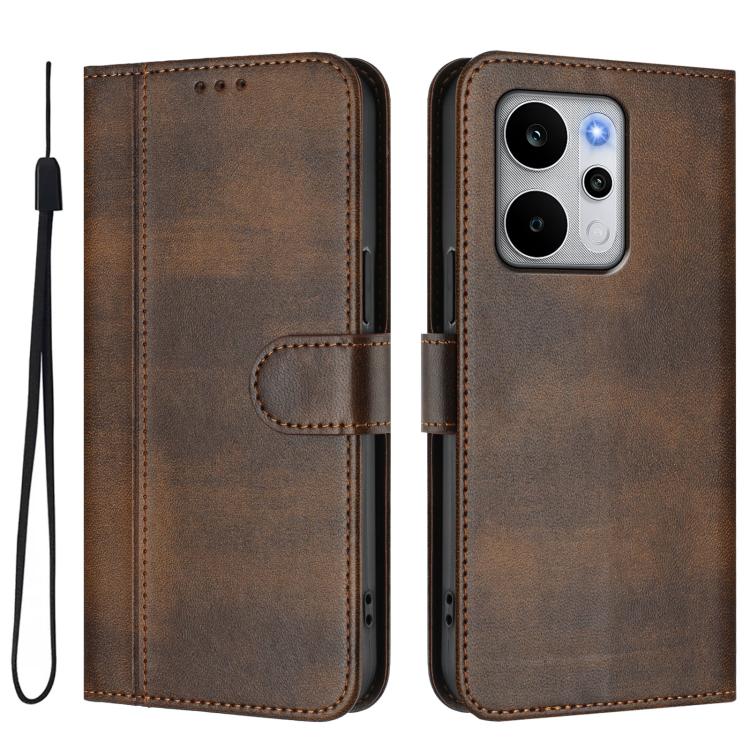 For Realme P4 Power 5G Line Splicing Buckle Retro Leather Phone Case